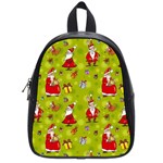 Background With Santa Claus, Christmas Decorations School Bag (Small)