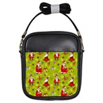 Background With Santa Claus, Christmas Decorations Girls Sling Bag