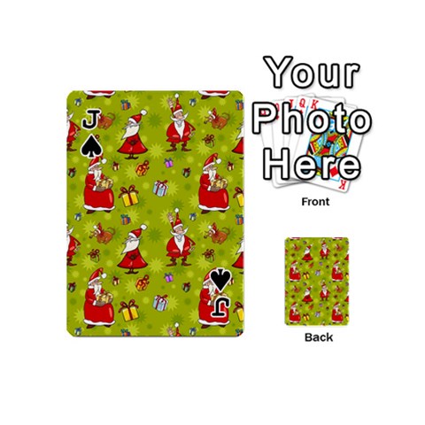 Jack Background With Santa Claus, Christmas Decorations Playing Cards 54 Designs (Mini) from ArtsNow.com Front - SpadeJ