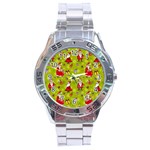 Background With Santa Claus, Christmas Decorations Stainless Steel Analogue Watch