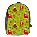 Background With Santa Claus, Christmas Decorations School Bag (XL)