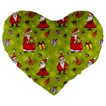 Background With Santa Claus, Christmas Decorations Large 19  Premium Heart Shape Cushions