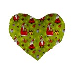 Background With Santa Claus, Christmas Decorations Standard 16  Premium Flano Heart Shape Cushions