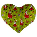 Background With Santa Claus, Christmas Decorations Large 19  Premium Flano Heart Shape Cushions