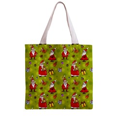 Background With Santa Claus, Christmas Decorations Zipper Grocery Tote Bag from ArtsNow.com Front