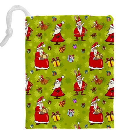 Background With Santa Claus, Christmas Decorations Drawstring Pouch (5XL) from ArtsNow.com Back