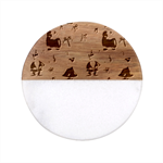 Background With Santa Claus, Christmas Decorations Classic Marble Wood Coaster (Round) 