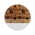 Background With Santa Claus, Christmas Decorations Marble Wood Coaster (Round)