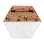 Background With Santa Claus, Christmas Decorations Marble Wood Coaster (Hexagon) 