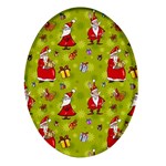 Background With Santa Claus, Christmas Decorations Oval Glass Fridge Magnet (4 pack)