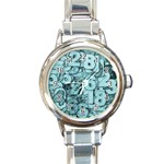 Blue Digits Background, Artwork, Numbers Round Italian Charm Watch