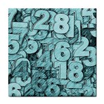 Blue Digits Background, Artwork, Numbers Tile Coaster