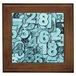 Blue Digits Background, Artwork, Numbers Framed Tile