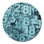 Blue Digits Background, Artwork, Numbers Round Mousepad