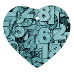 Blue Digits Background, Artwork, Numbers Ornament (Heart)