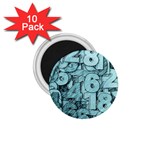 Blue Digits Background, Artwork, Numbers 1.75  Magnets (10 pack) 