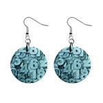 Blue Digits Background, Artwork, Numbers Mini Button Earrings