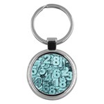 Blue Digits Background, Artwork, Numbers Key Chain (Round)