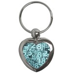 Blue Digits Background, Artwork, Numbers Key Chain (Heart)