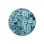 Blue Digits Background, Artwork, Numbers Rubber Coaster (Round)