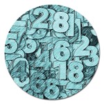 Blue Digits Background, Artwork, Numbers Magnet 5  (Round)