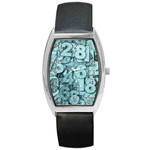 Blue Digits Background, Artwork, Numbers Barrel Style Metal Watch