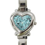 Blue Digits Background, Artwork, Numbers Heart Italian Charm Watch