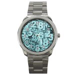 Blue Digits Background, Artwork, Numbers Sport Metal Watch