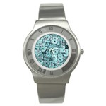 Blue Digits Background, Artwork, Numbers Stainless Steel Watch