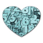 Blue Digits Background, Artwork, Numbers Heart Mousepad