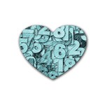 Blue Digits Background, Artwork, Numbers Rubber Heart Coaster (4 pack)