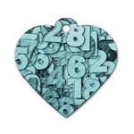 Blue Digits Background, Artwork, Numbers Dog Tag Heart (One Side)