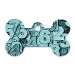 Blue Digits Background, Artwork, Numbers Dog Tag Bone (One Side)