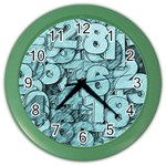 Blue Digits Background, Artwork, Numbers Color Wall Clock