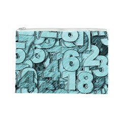 Blue Digits Background, Artwork, Numbers Cosmetic Bag (Large) from ArtsNow.com Front