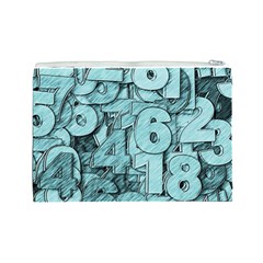 Blue Digits Background, Artwork, Numbers Cosmetic Bag (Large) from ArtsNow.com Back