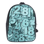 Blue Digits Background, Artwork, Numbers School Bag (Large)