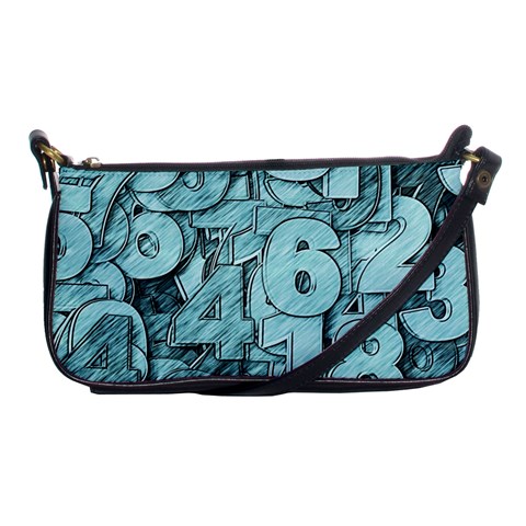 Blue Digits Background, Artwork, Numbers Shoulder Clutch Bag from ArtsNow.com Front