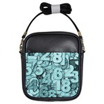 Blue Digits Background, Artwork, Numbers Girls Sling Bag