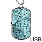 Blue Digits Background, Artwork, Numbers Dog Tag USB Flash (Two Sides)