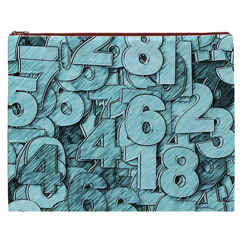 Blue Digits Background, Artwork, Numbers Cosmetic Bag (XXXL) from ArtsNow.com Front