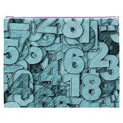 Blue Digits Background, Artwork, Numbers Cosmetic Bag (XXXL) from ArtsNow.com Front