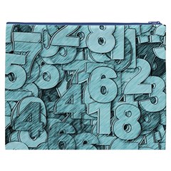 Blue Digits Background, Artwork, Numbers Cosmetic Bag (XXXL) from ArtsNow.com Back