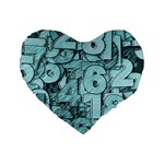 Blue Digits Background, Artwork, Numbers Standard 16  Premium Heart Shape Cushions