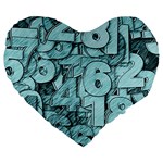 Blue Digits Background, Artwork, Numbers Large 19  Premium Heart Shape Cushions