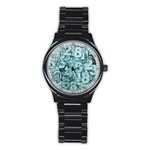 Blue Digits Background, Artwork, Numbers Stainless Steel Round Watch