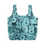 Blue Digits Background, Artwork, Numbers Full Print Recycle Bag (M)