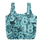 Blue Digits Background, Artwork, Numbers Full Print Recycle Bag (L)