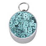 Blue Digits Background, Artwork, Numbers Mini Silver Compasses