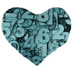 Blue Digits Background, Artwork, Numbers Large 19  Premium Flano Heart Shape Cushions